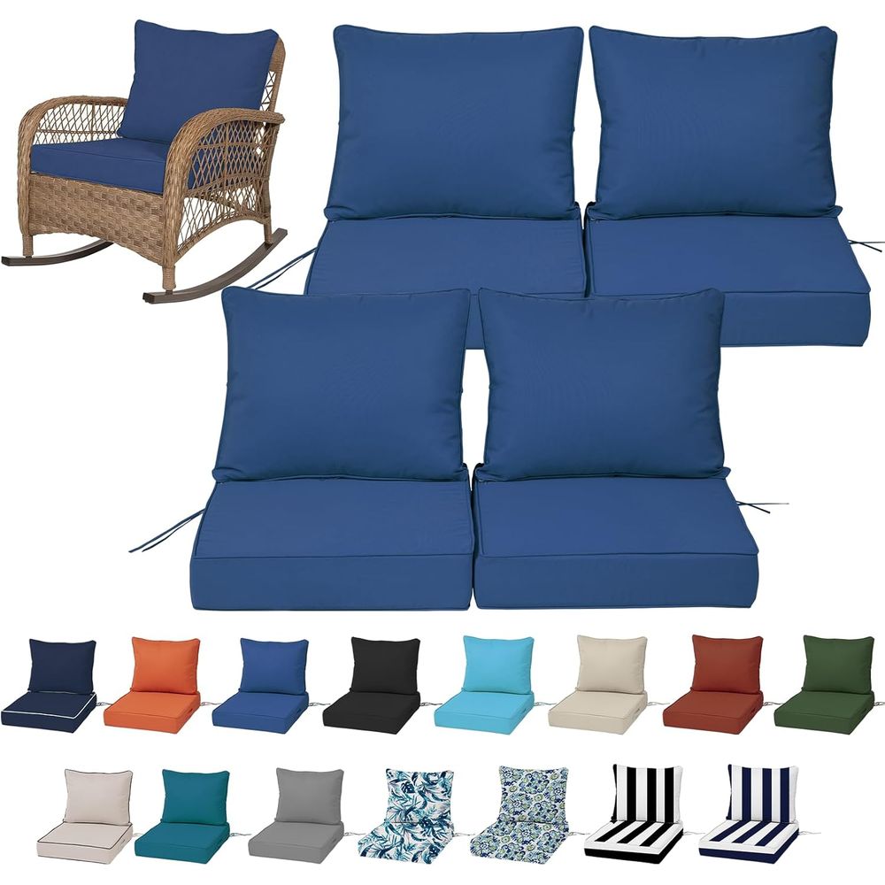 Outdoor Furniture Waterproof - مجموعة من 4 وسائد مقاعد عميقة