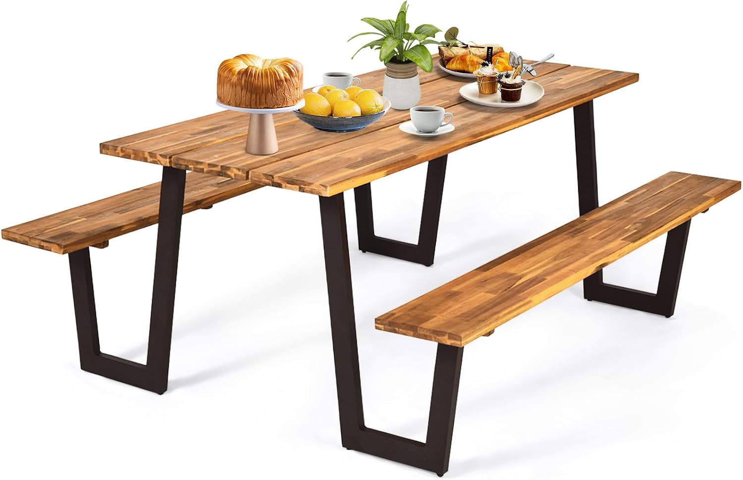 Outdoor Furniture Dining Set - طقم طاولة ومقاعد للنزهات من خشب