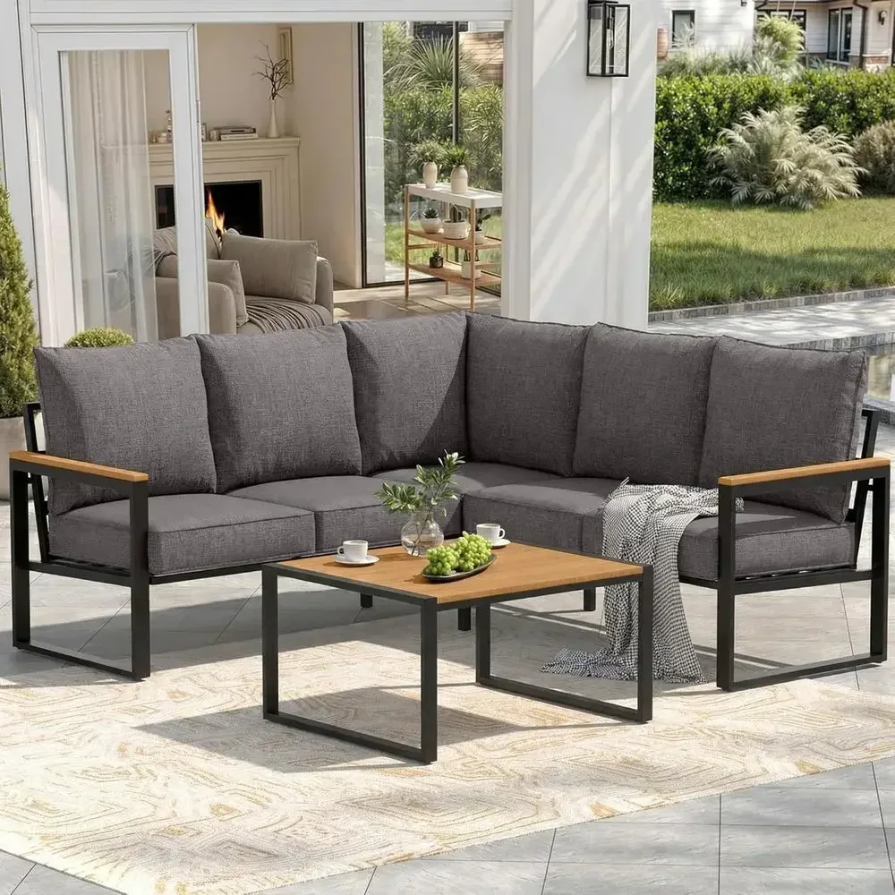 Outdoor Furniture L Shape - طقم أريكة خارجية مكون من 6