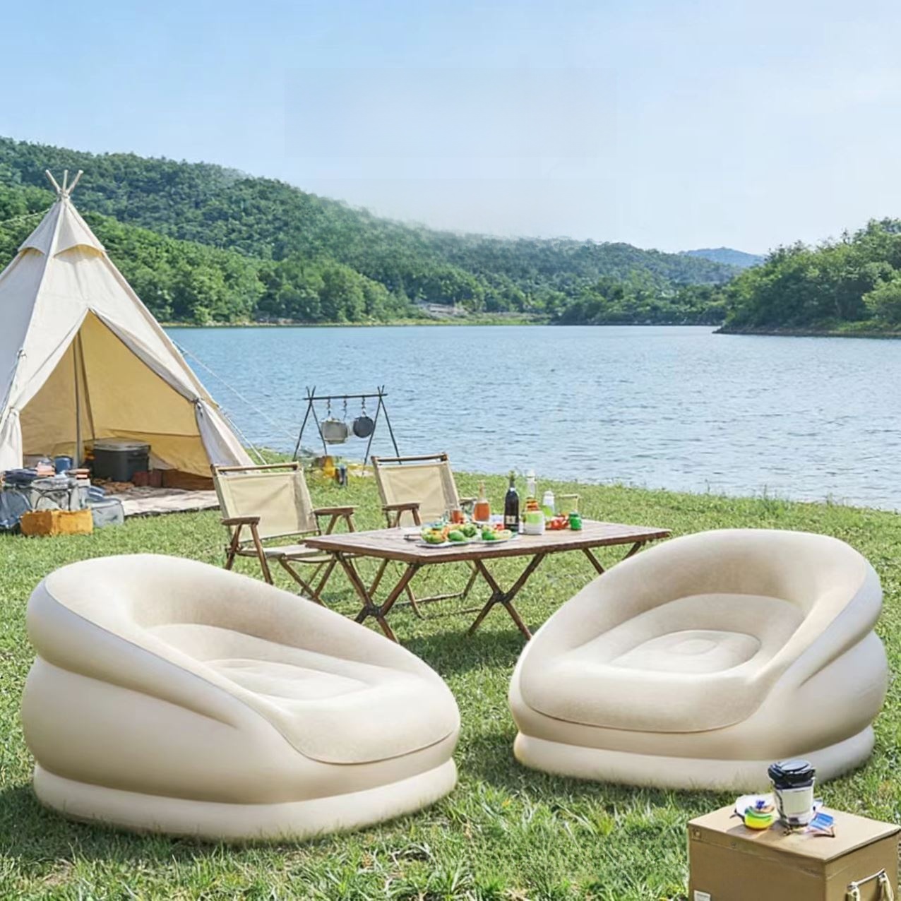 Outdoor Furniture Design - أريكة قابلة للنفخ محمولة للمخيمات والمهرجانات