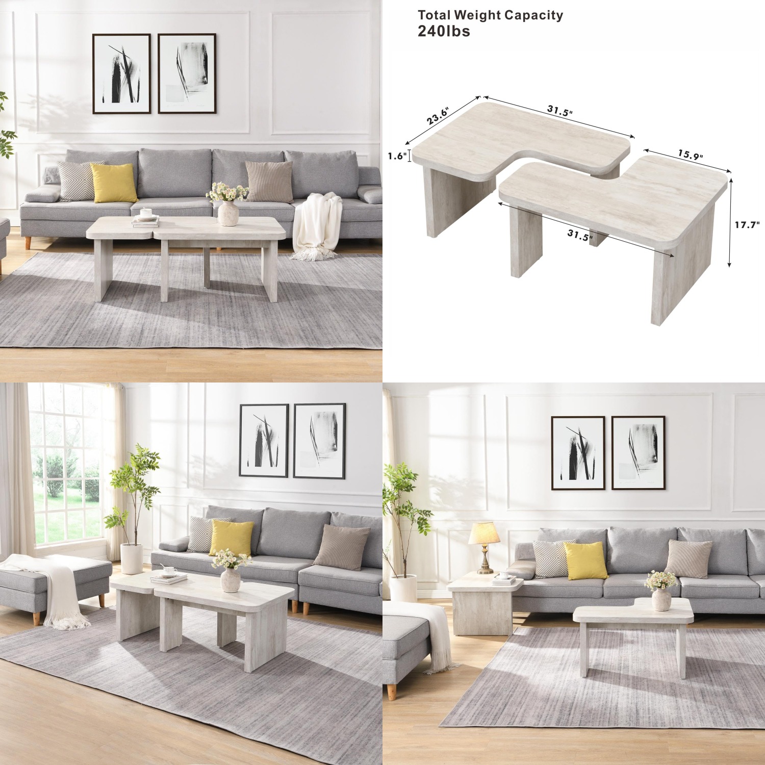 Outdoor Furniture L Shape - طاولة قهوة خشبية مستطيلة قابلة للفصل