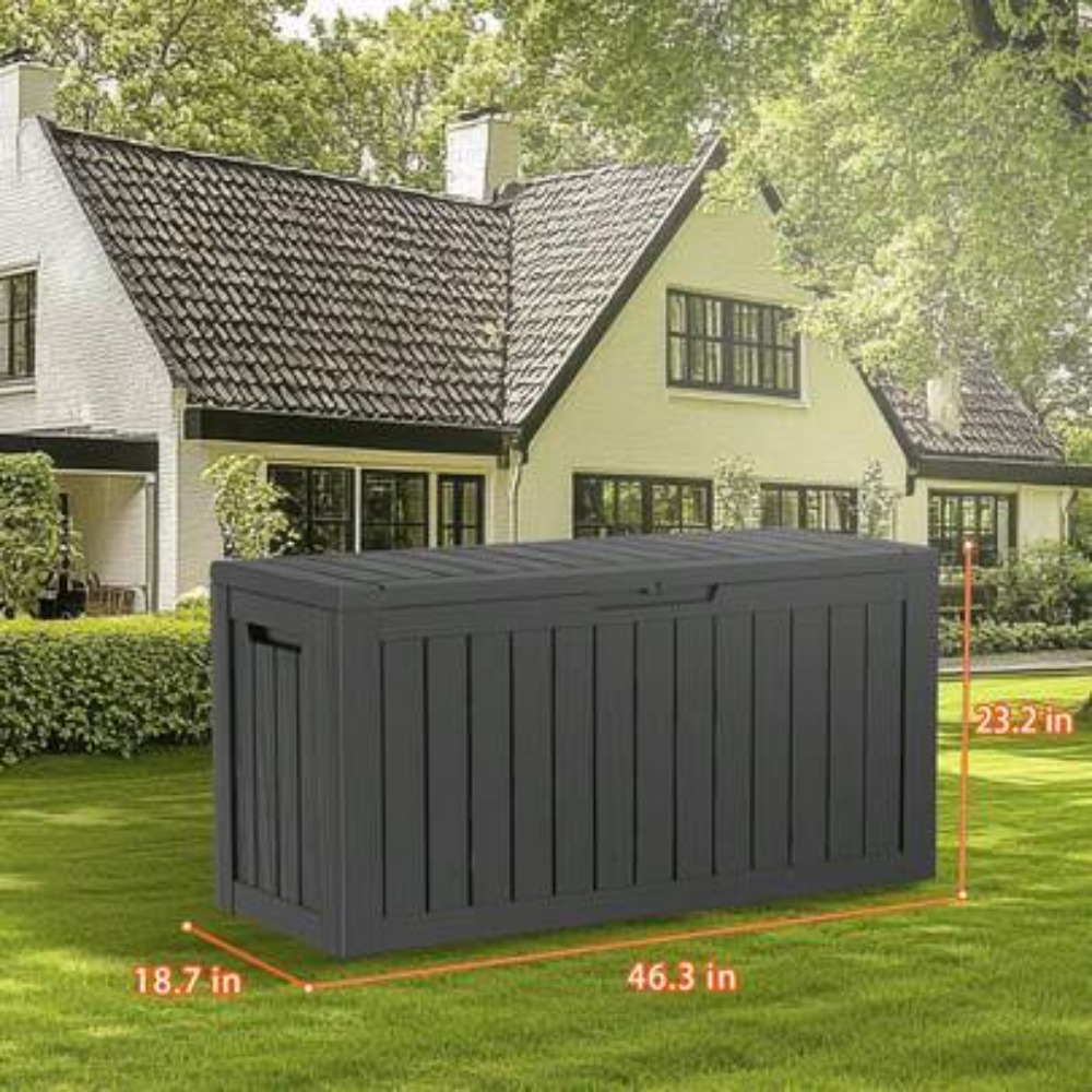 Outdoor Furniture Black - صندوق تخزين خارجي مقاوم للماء بسعة