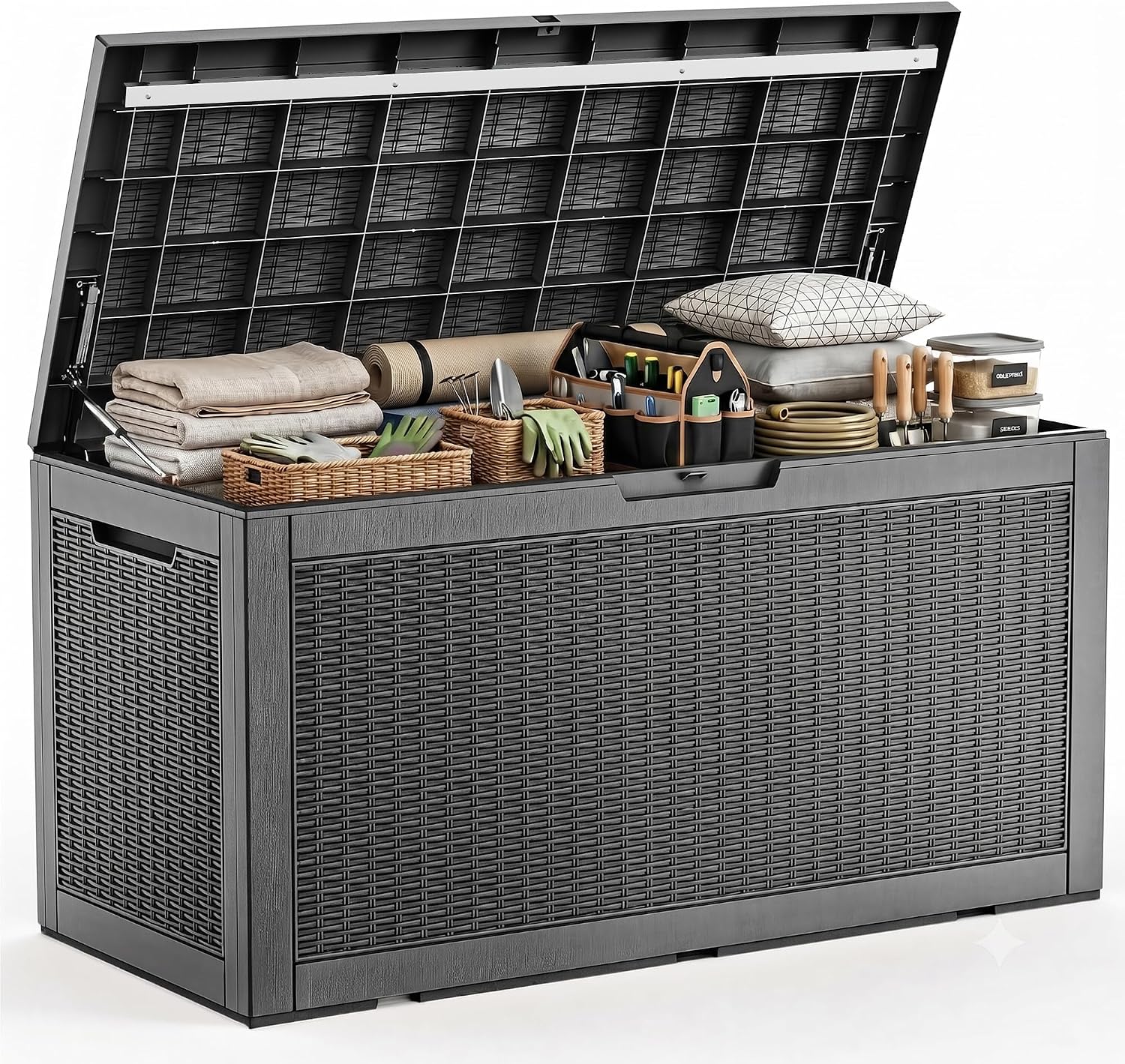 Outdoor Furniture Black - صندوق تخزين خارجي كبير مقاوم للماء