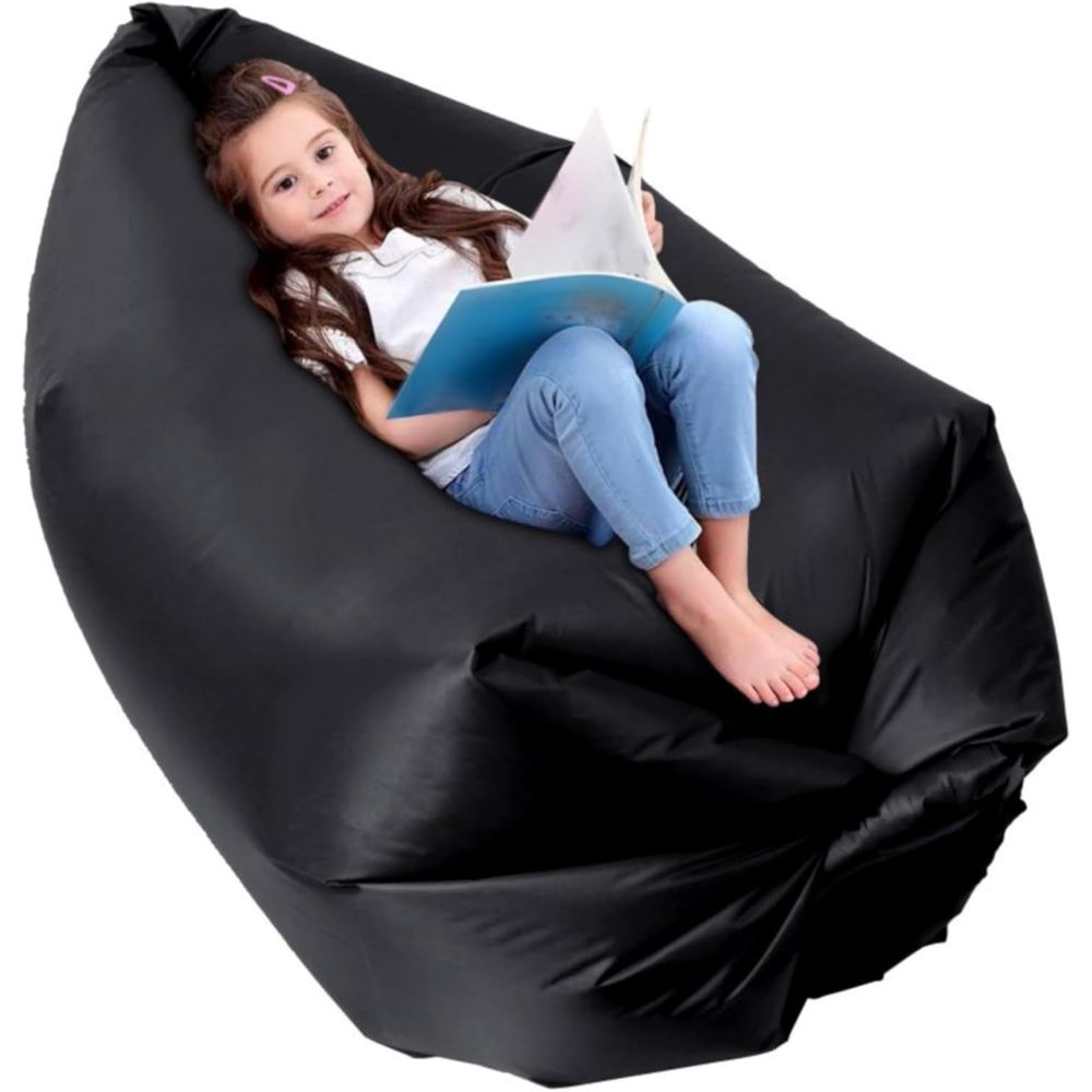Outdoor Furniture Black - أريكة هوائية محمولة، للتخييم والشاطئ، باللون