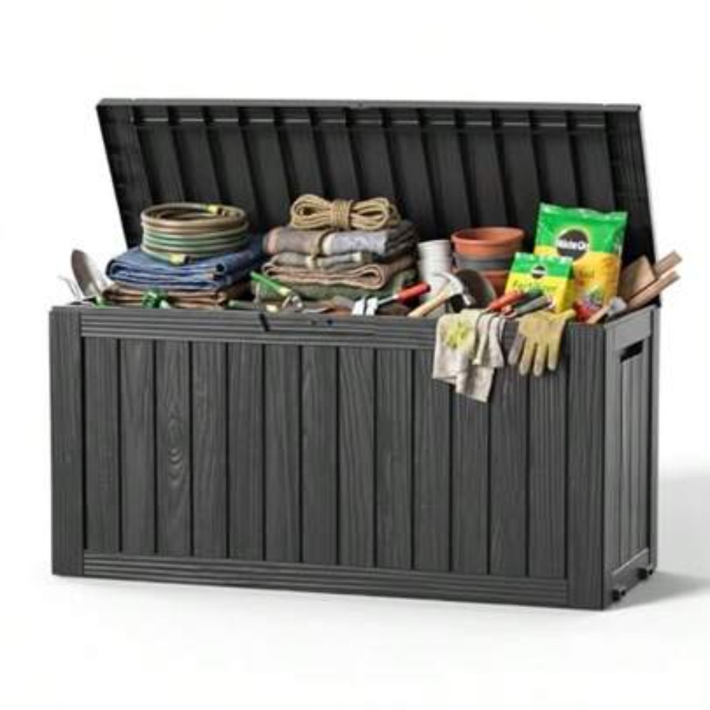 Outdoor Furniture Black - صندوق تخزين خارجي سعة 90 جالون