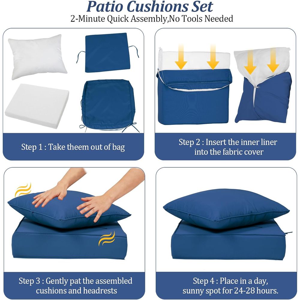 مجموعة من 4 وسائد مقاعد عميقة  - مراجعة Outdoor Furniture Waterproof وسعره