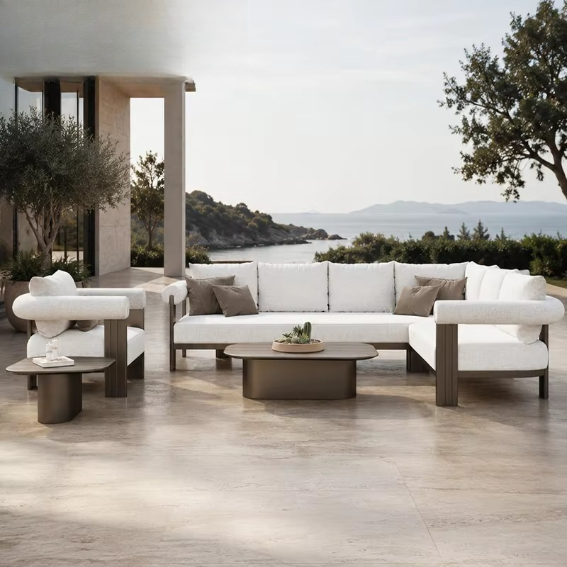 # طقم أريكة فاخر للفيلات، تصمي - مراجعة Outdoor Furniture L Shape وسعره