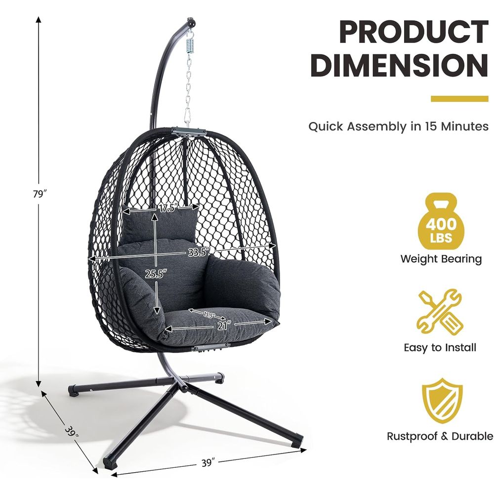 كرسي بيضاوي خارجي مع حامل، كرس - مراجعة Hanging Egg Chair وسعره