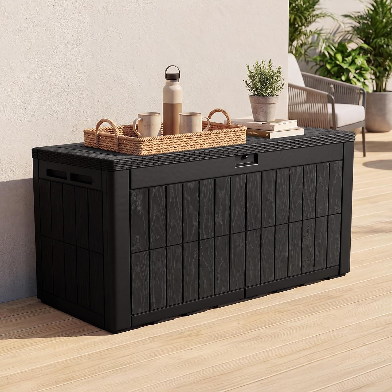 صندوق تخزين خارجي كبير سعة 120 - مراجعة Outdoor Furniture Black وسعره