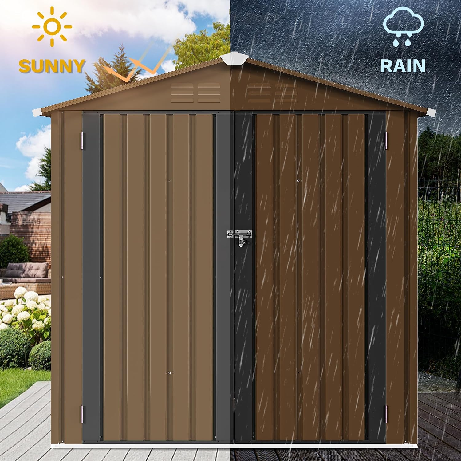 مخزن معدني خارجي 6×4 قدم، وحدة - مراجعة Outdoor Furniture Waterproof وسعره