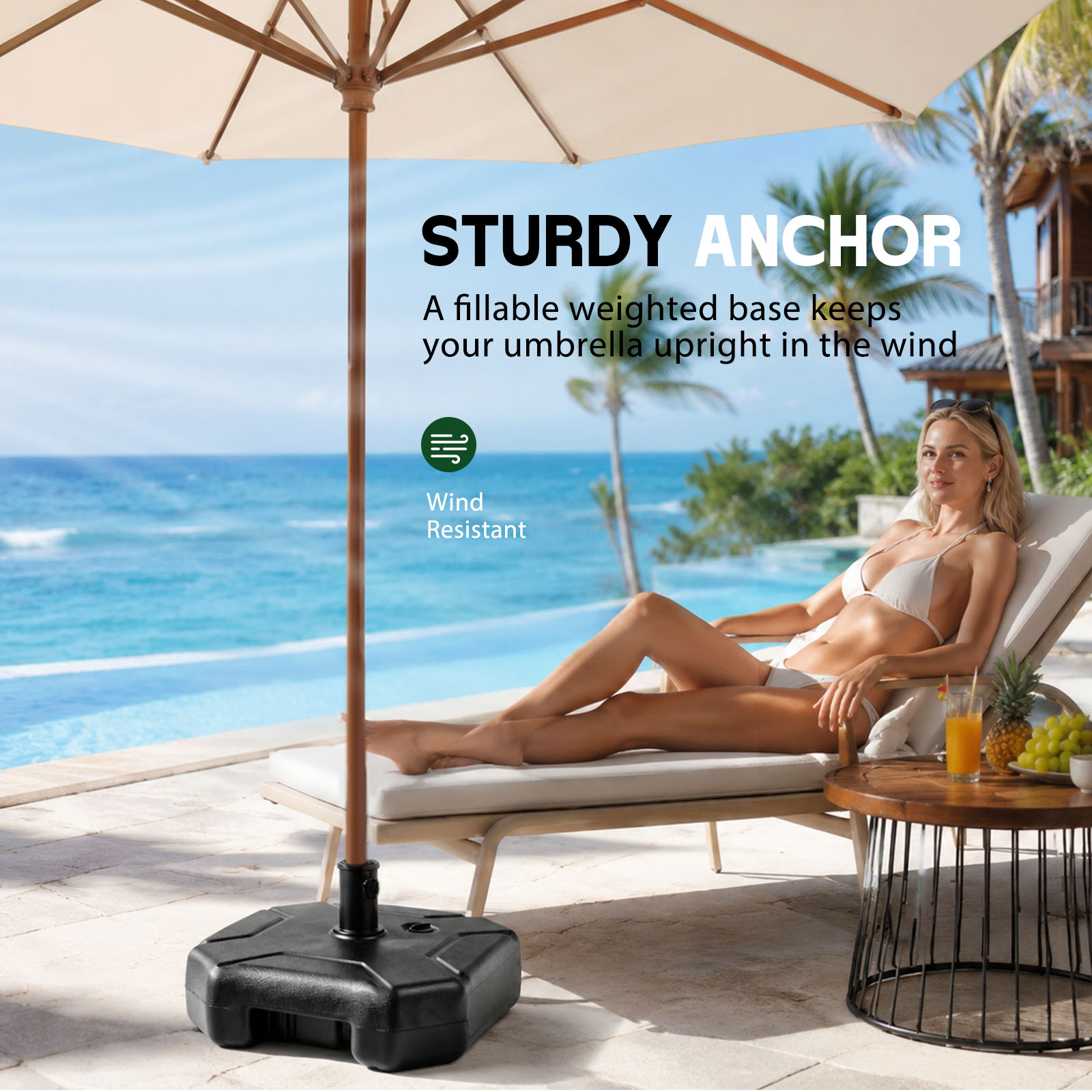 قاعدة مظلة قابلة للملء بالماء  - مراجعة Outdoor Furniture Sunbrella وسعره