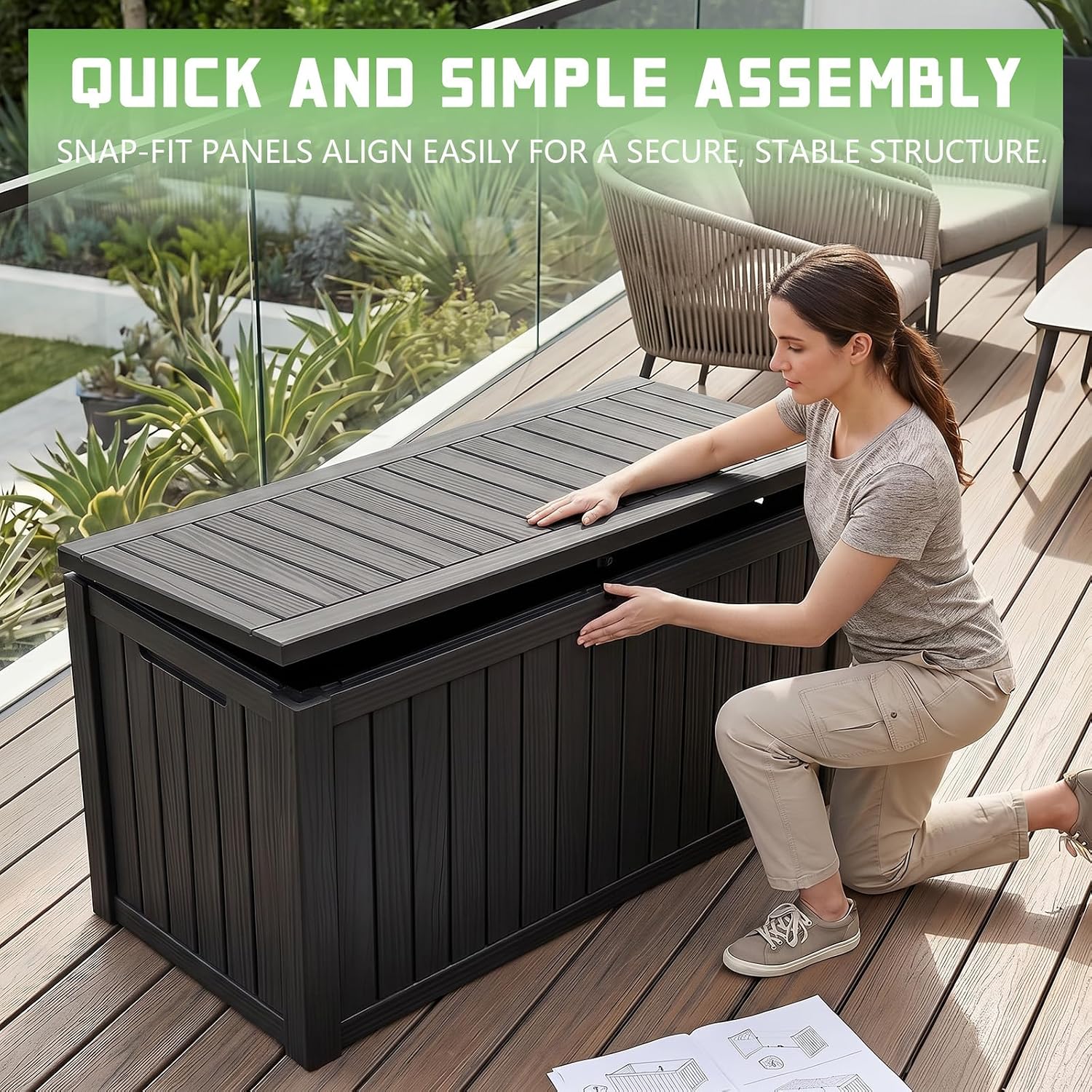 صندوق تخزين خارجي من الراتنج ب - مراجعة Outdoor Furniture Black وسعره