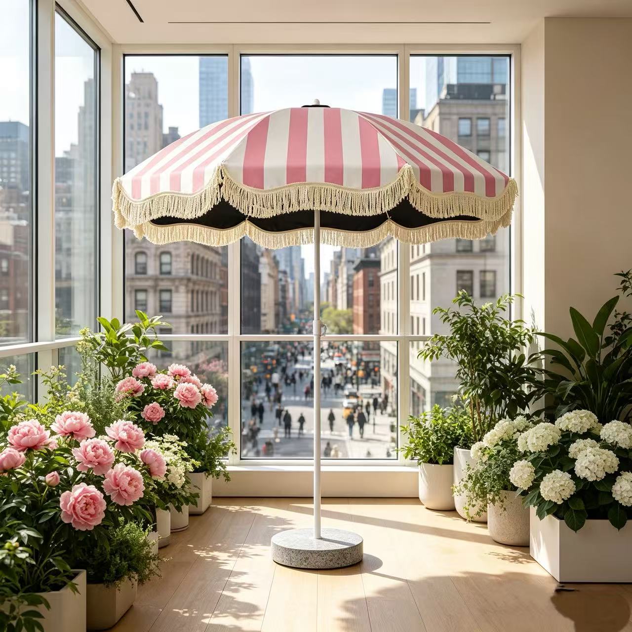 مظلة شاطئية مزخرفة بشراشيب، مظ - مراجعة Outdoor Furniture Sunbrella وسعره