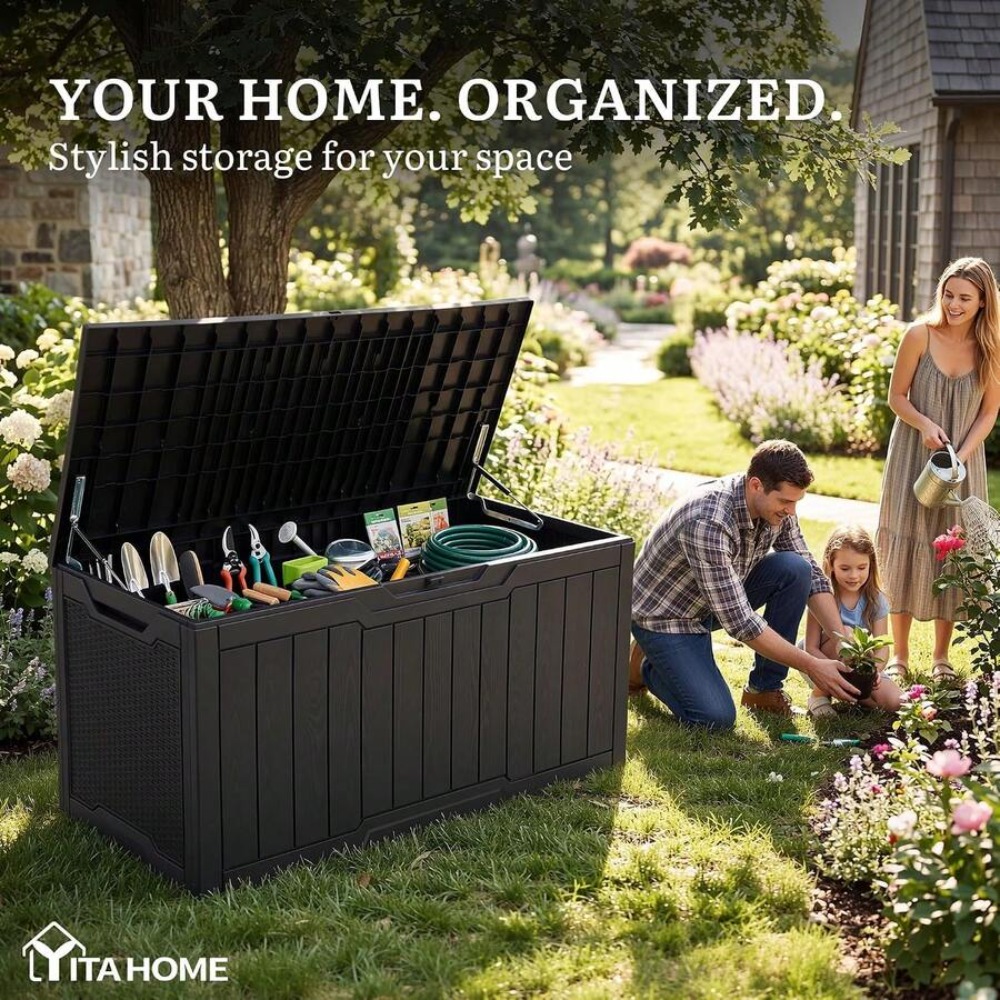 صندوق تخزين خارجي كبير بسعة 10 - مراجعة Outdoor Furniture Black وسعره