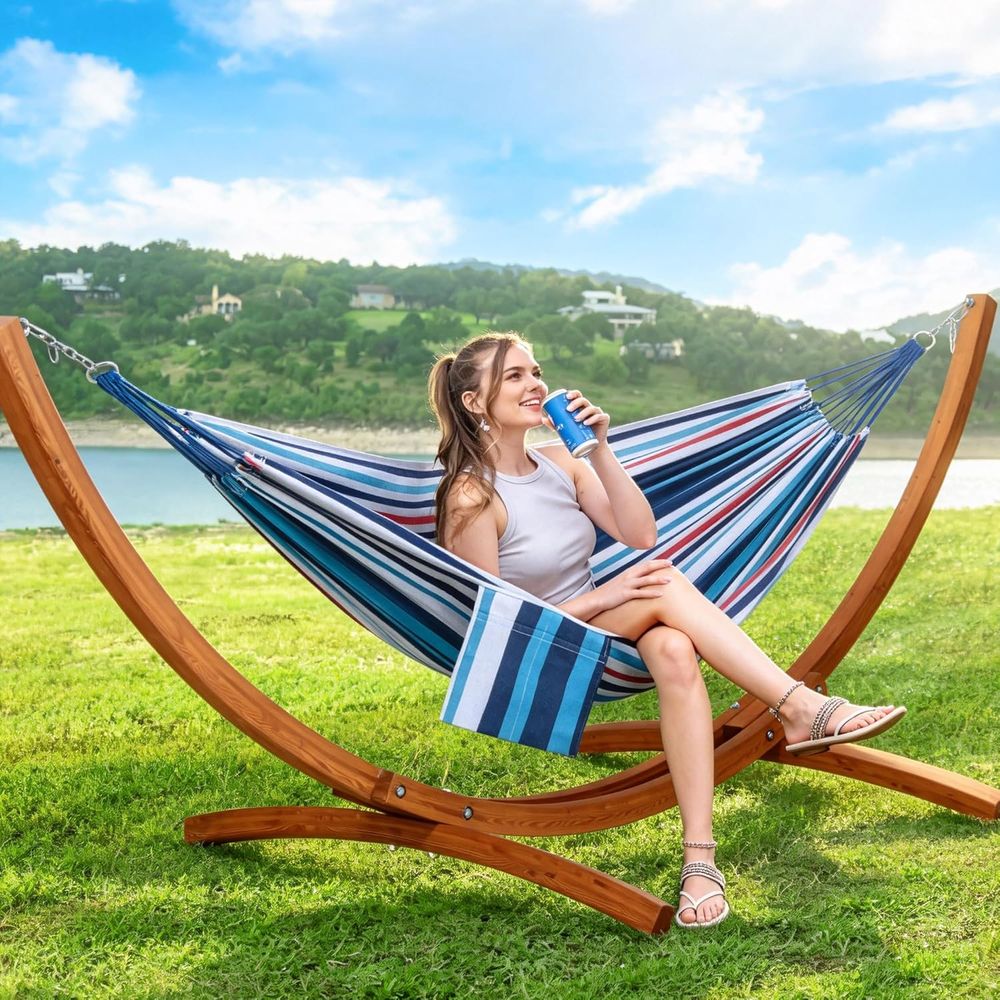 أرجوحة خارجية مع حامل متضمن، أ - مراجعة Hammock With Stand وسعره