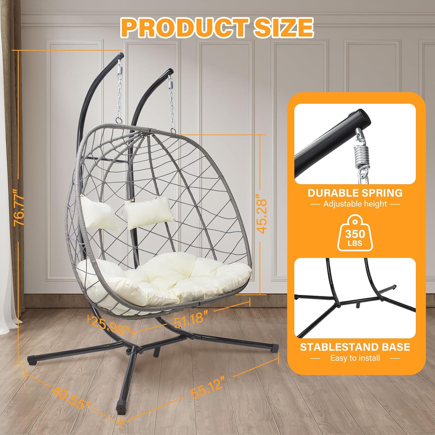 كرسي بيضاوي معلق مع حامل، كراس - مراجعة Hanging Egg Chair وسعره