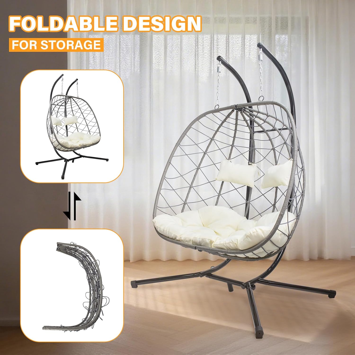 كرسي بيضاوي معلق مع حامل، كراس - مراجعة Hanging Egg Chair وسعره