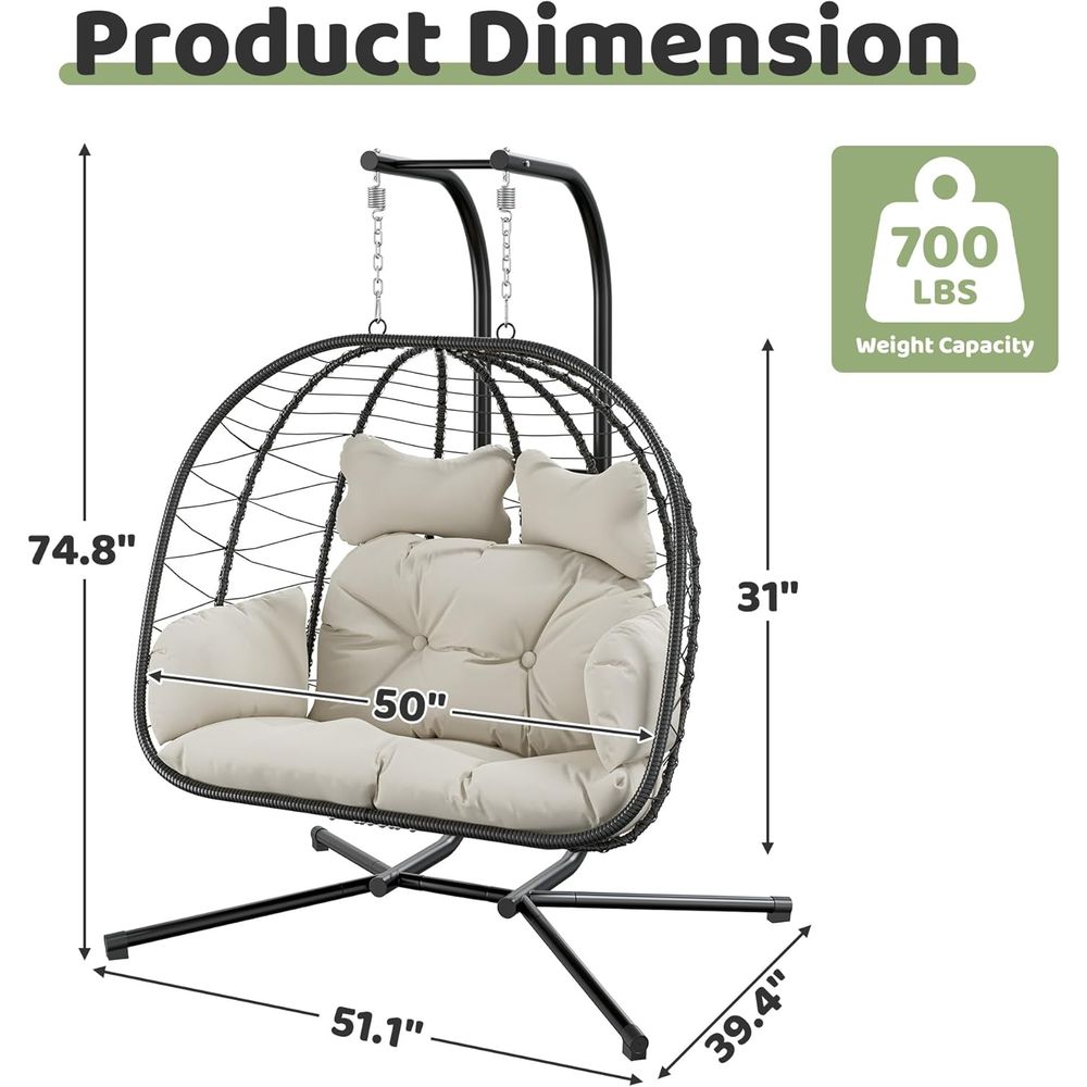 كرسي بيضاوي مزدوج معلق مع حامل - مراجعة Hanging Egg Chair وسعره