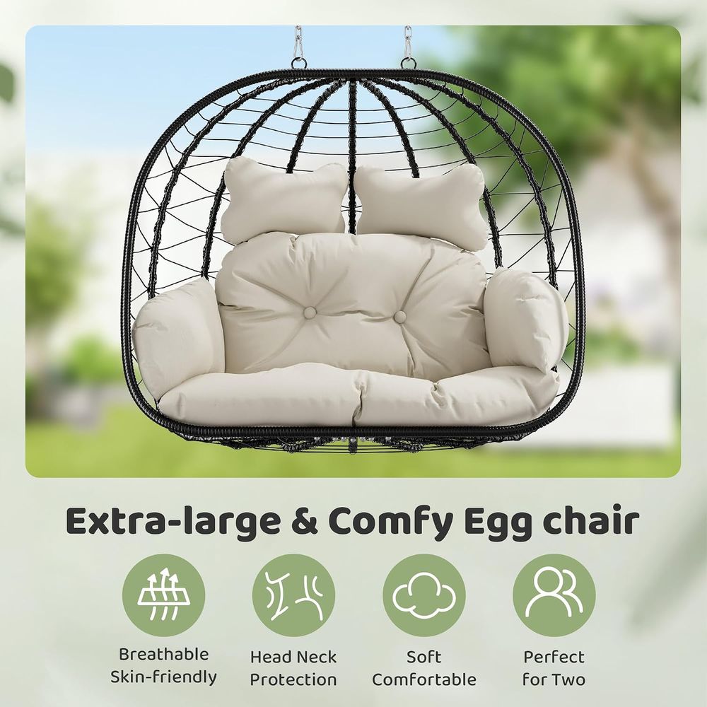 كرسي بيضاوي مزدوج معلق مع حامل - مراجعة Hanging Egg Chair وسعره