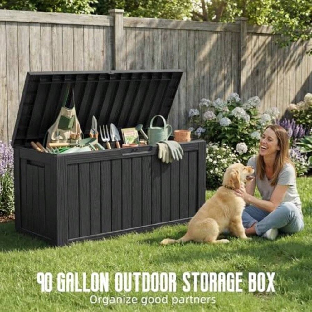 صندوق تخزين خارجي سعة 90 جالون - مراجعة Outdoor Furniture Black وسعره