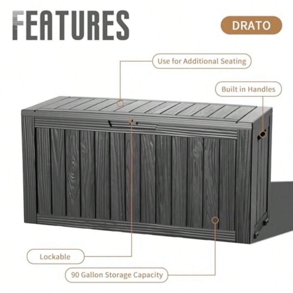 صندوق تخزين خارجي سعة 90 جالون - مراجعة Outdoor Furniture Black وسعره